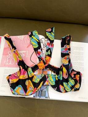 Snrklbr Flutter Butterfly Print Underwire Bikini Top